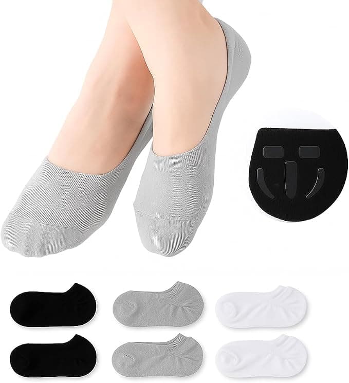 ShiChextasy Non Slip Women's No Show Socks : Soft Comfort for Office Wear - Breathable Easy Fit Low Cut Flat Socks 6 Pairs