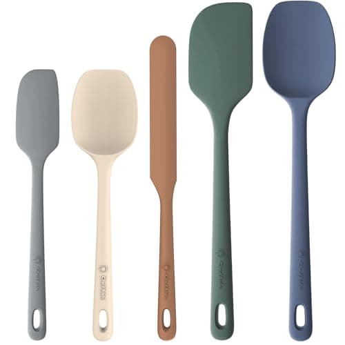 ChefAide 5 Pieces Silicone Spatulas Set, Heat Resistant Rubber Spatula