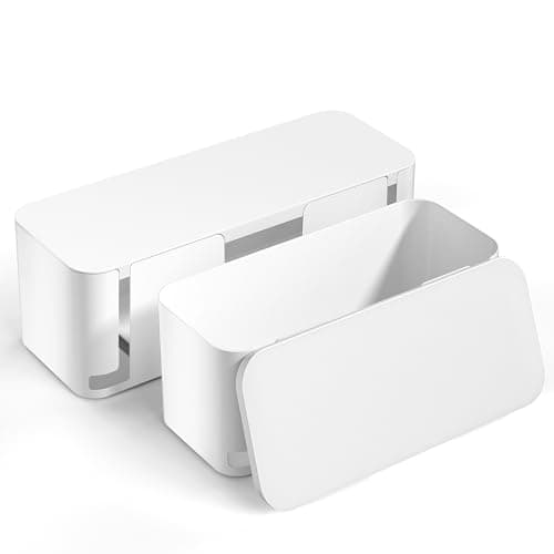 YECAYE Cable Management Box, White, XL+M, 2 Pack