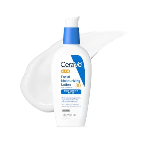 CeraVe AM Daily Facial Moisturizer with SPF 30, Face Sunscreen, 3oz | Face Lotion with SPF, Travel Size Skin Care with Hyaluronic Acid & Niacinamide, Oil-Free Facial Moisturizer, Non-Comedogenic