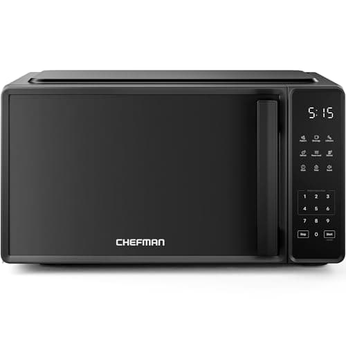 Chefman Countertop Microwave Oven 0.7 Cu. Ft., 700 Watts with 10 Power Levels, 6 Cooking Presets with One-Touch Express Cook, Eco Mode, Child Safety Lock, & Mute Button - Black