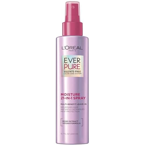 L'Oreal Paris EverPure Moisture 21-in-1 Leave In Conditioner, Multi-Benefit Heat Protectant Spray for Hair Up to 450°F, Detangling Frizz Control for Color Treated, Dry, or Damaged Hair, 6.7 Fl Oz