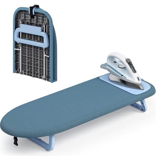 KINGBOARD Small Ironing Board with Iron Mat, Compact Tabletop Iron Board