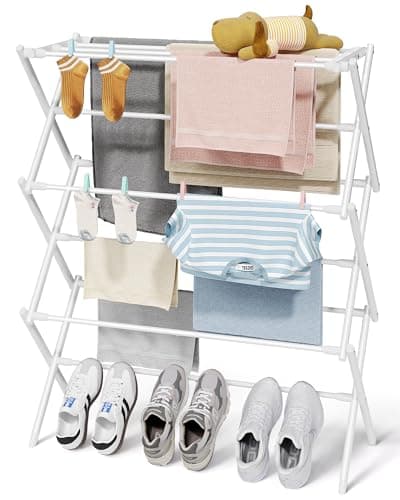 Sakugi Foldable 3-Tier Clothes Drying Rack 37.4" H with Non-Slip Feet