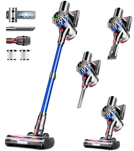 HFFLH Cordless Vacuum Cleaner, 600W 50Kpa 65Mins Cordless Stick Vacuum with Self-Standing, Touch Screen, Anti-Tangle Wireless Vacuum, Vacuum Cleaners for Home/Pet Hair/Carpets/Hardwood Floor