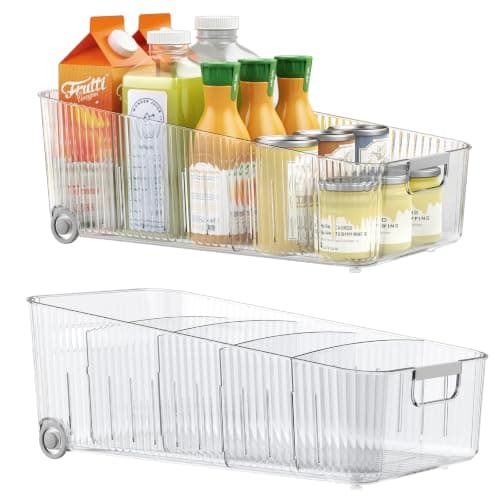 Fridge Organizer Bins with Wheels