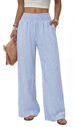 Striped Wide Leg Linen Pants