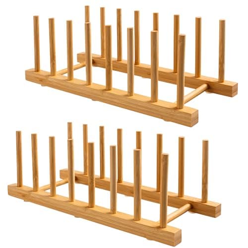2-Pack Bamboo Wooden Dish Dish Rack Holder