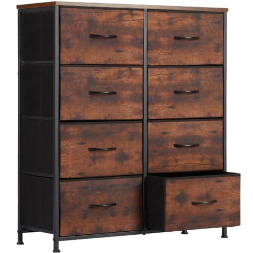 Sweetcrispy Dresser for Bedroom with 8 Drawers, Large Storage Tower | Fabric Chest of Drawers with Metal Frame Wooden Top for Closet, Living Room, Entryway, Tank