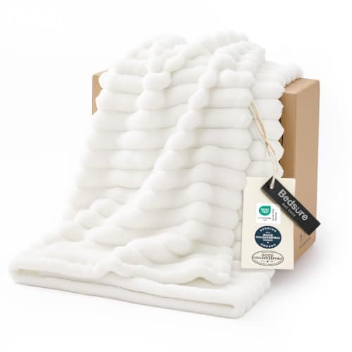 Bedsure Soft Cozy Throw Blanket for Couch Decor Gift Off White 50"x70" | Birthday Gifts for Women Mom Her, Warm Lightweight Cozy Fluffy Throw Blanket Sofa, Dorm Room Home Decor, Machine Washable