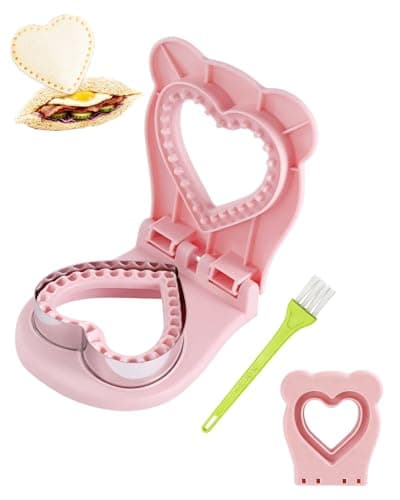 CHICHAUS Uncrustable Sandwich Maker,Sandwiches Pocket Circle Shape 3.7Inch Sandwich Cutter and Sealer,Sandwich Cutter for Kids Breakfast and lunchboxes (Heart Pink)