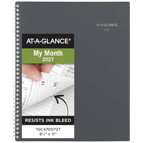 AT-A-GLANCE 2027 Planner, Monthly, 8.5" x 11", Tabbed, DayMinder, Gray (GC4700727)