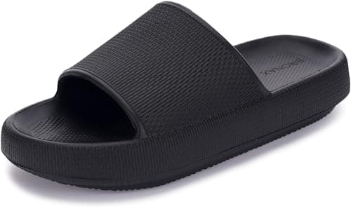 BRONAX Pillow Slippers for Women and Men 10.5-11.5 W/9-10 M Black