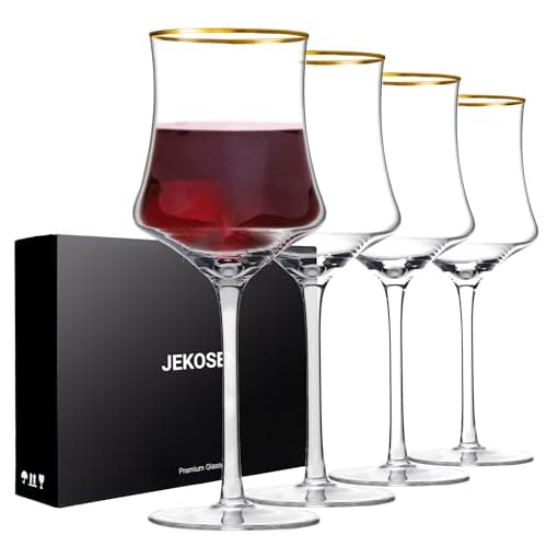 Crystal Wine Glasses with Gold Rim, Set of 4