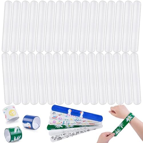MCPINKY White Slap Bracelets Bulk, 72 PCS DIY Snap Bracelets Party Favors