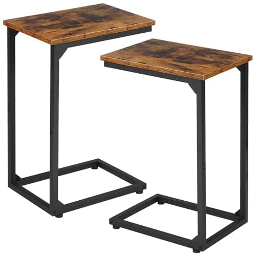 AMHANCIBLE C Shaped End Table Set of 2, Couch Side Table that Slide Under