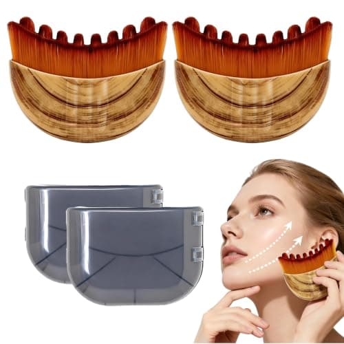 Lymphatic Contour Face Brush(2-PCS),Super Soft Manual Lymphatic Drainage Massager for Sculpting, Relieve Fatigue & Reduce Puffiness, with Portable Case Suitable for Facial Cleansing and Massage