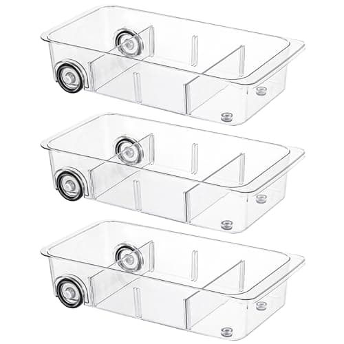 Fridge Organizer Bins With Wheels, 3 Pack