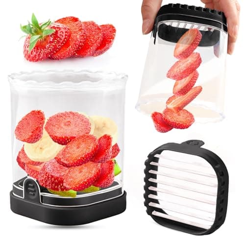 Creative Strawberry Slicer, Detachable Cutter with Push Plate (Black)