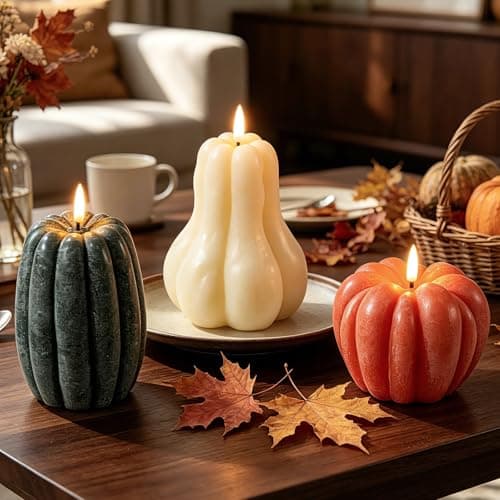 3 Pcs Fall Pumpkin Flameless Candle