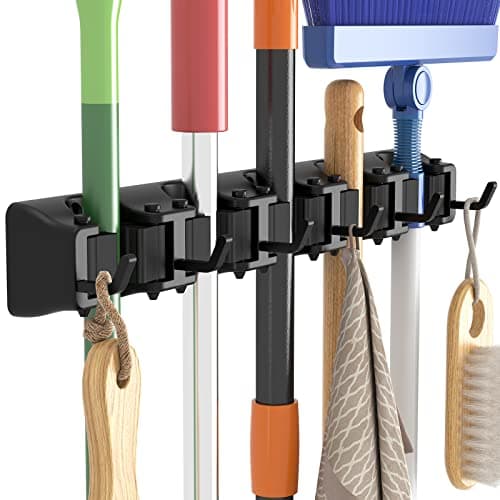 Lifewit Mop and Broom Holder Organizer Wall Hanging Mount, Black, 1 Pack