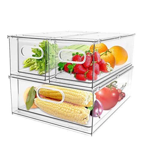 3 Pack Refrigerator Organizer Bins