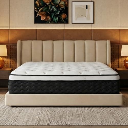 RsnuLpocv Queen Mattress,12 Inch Hybrid Mattress Queen in a Box,Medium Firm Memory Foam Mattress,with Individual Pocket Spring,Lumbar Support & Motion Isolation,Pressure Relief,CertiPUR-US