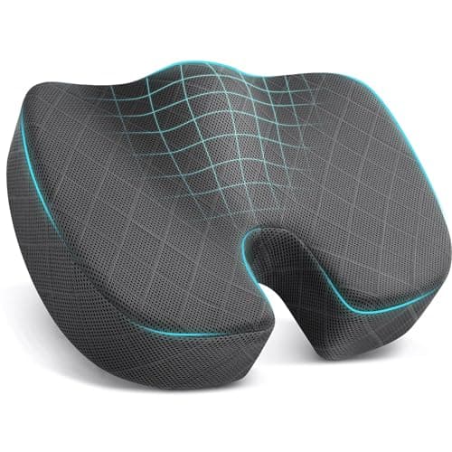 TushGuard Seat Cushion, Memory Foam Office Chair Cushion - Grey, Large | for Car Seat, Airplane, Desk Chair - Sciatica & Hip & Coccyx Pain Relief Cushion for Long Sitting Office Workers, Car Drivers