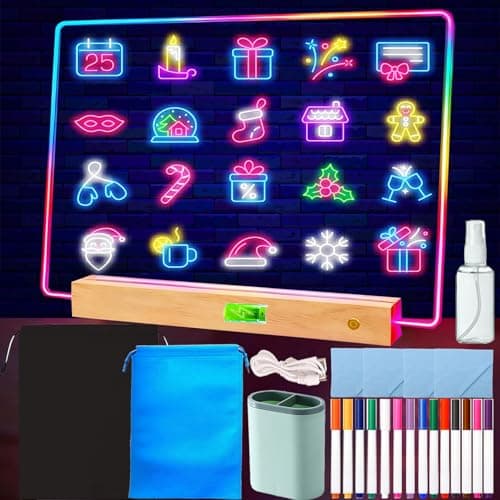 13x9 Inch Rechargeable LED Drawing Writing Dry Erase Board with Colors
