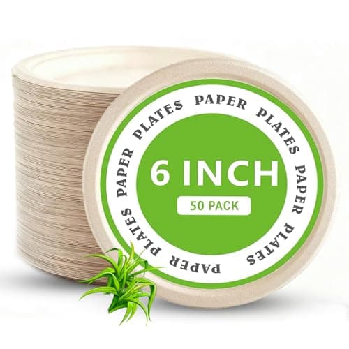 Disposable Paper Plates, 6 inch Heavy Duty Paper Plate, 50 Pack