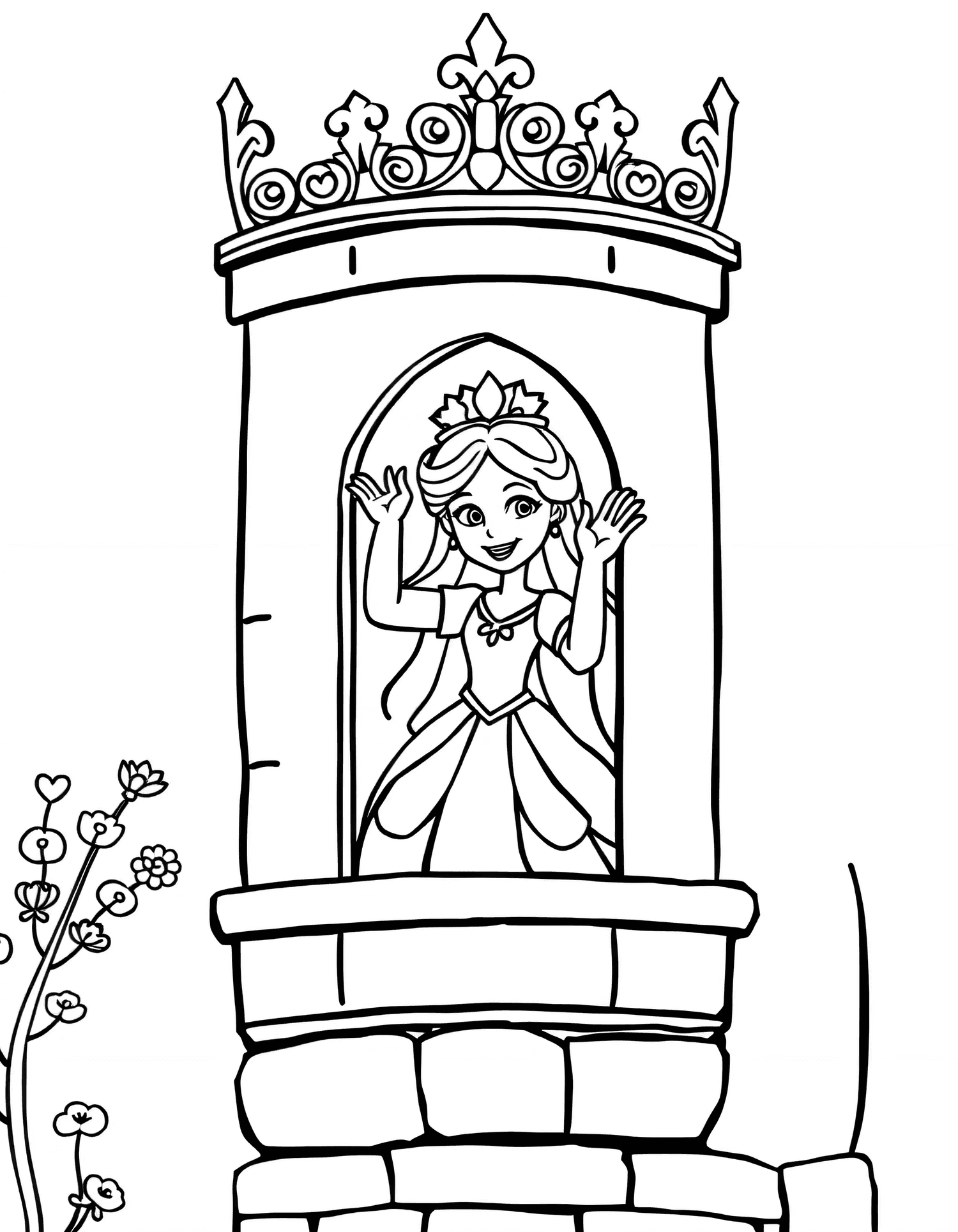 Princesses & Unicorns coloring page 3