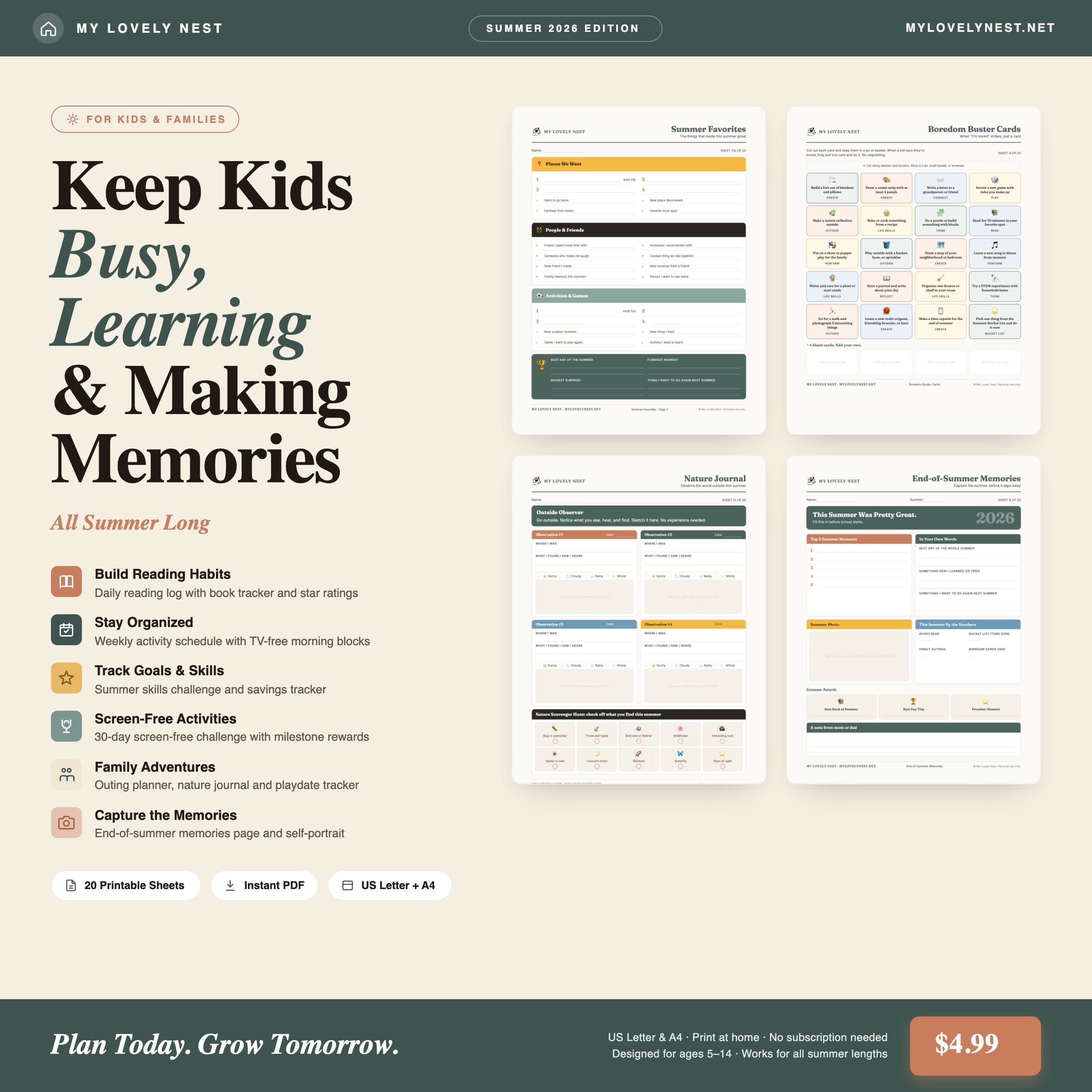 Summer Activity Planner for Kids