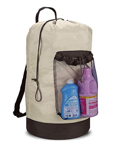 Dalykate Backpack Laundry Bag, 115L Large Hamper with Shoulder Straps, Drawstring Closure, Mesh Pocket, Khaki