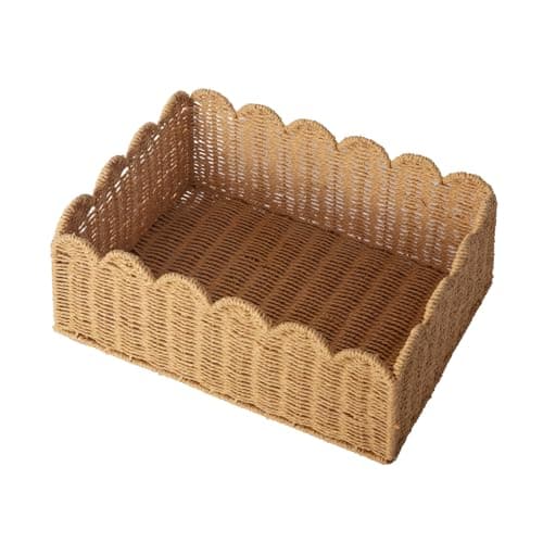 Scalloped Basket, Wicker Storage Basket