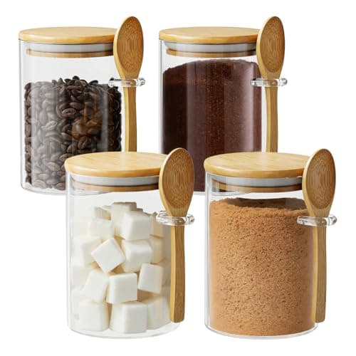 Glass Sugar Container with Spoon - 4 Pack 15oz