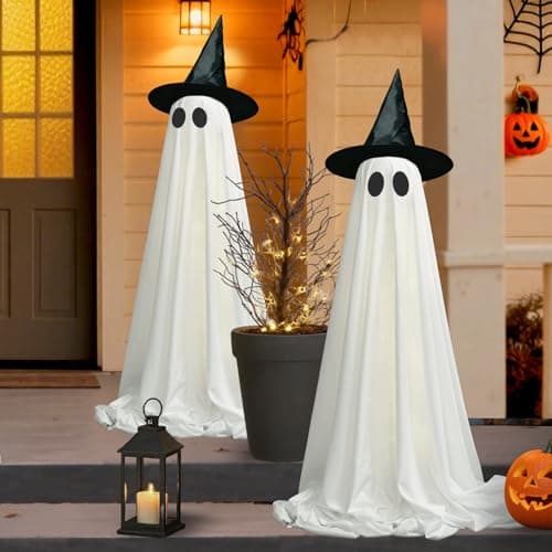 Light-Up Ghost Yard Stakes, Set of 2
