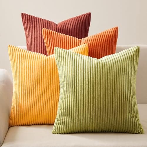 Corduroy Throw Pillow Covers, Set of 4