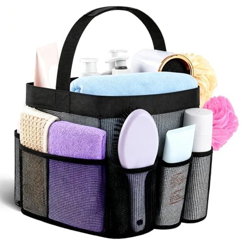 Mesh Shower Caddy Portable - 9 Pockets for College Dorm Room Essential