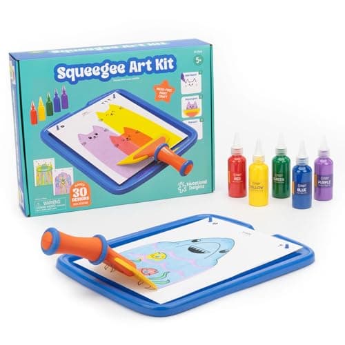 Educational Insights Squeegee Art Kit - DIY Crafts for Kids Ages 4-8, Squeegee Painting Kit for Kids, Arts and Crafts Projects, Mess Free Art Activities, Fun Craft Kits, Paint Supplies Included